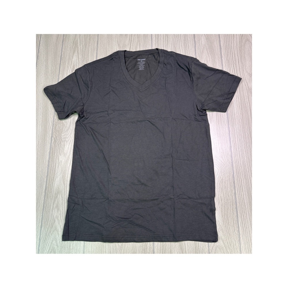 True Classic Mens V-Neck Tee Carbon Dark Grey Short Sleeve Shirt Size M NWT